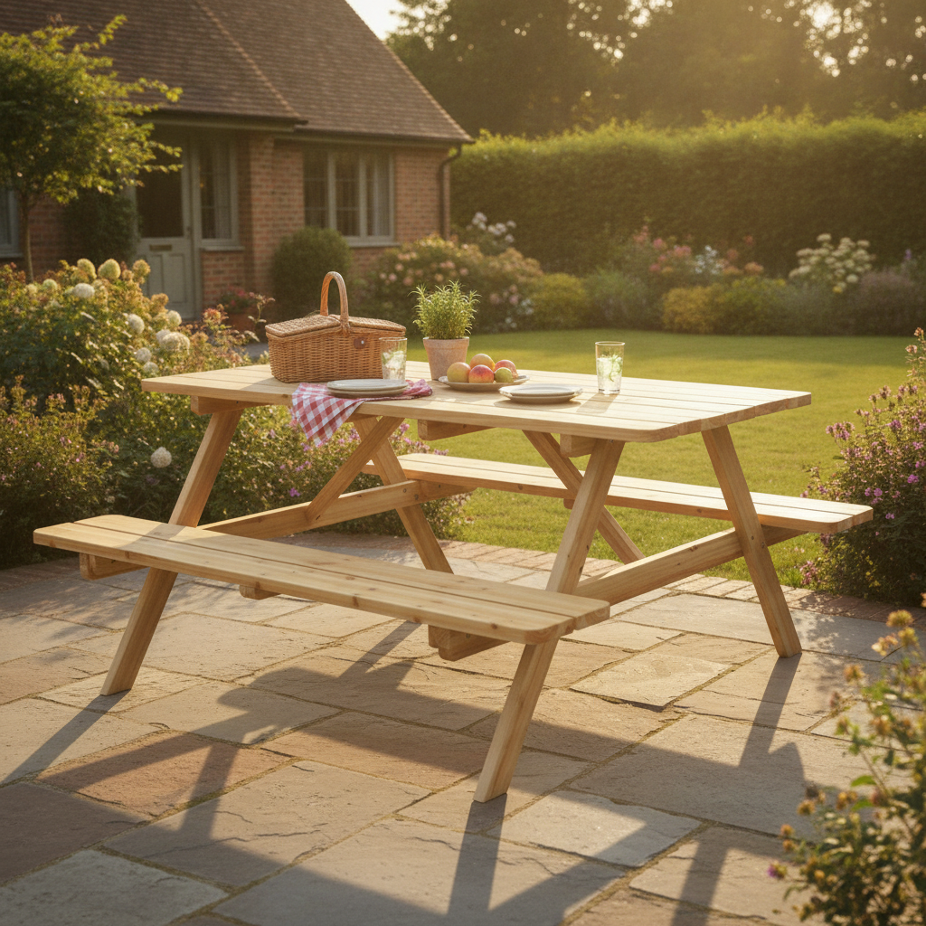Wooden Picnic Table & Bench Set 5ft for Outdoor Spaces