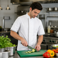 Unisex Chef Jacket in White Polycotton for Professional Kitchens