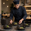 Coupe Bowls Iron 182mm Black Vitrified Ceramic for Dining (Pack of 12)