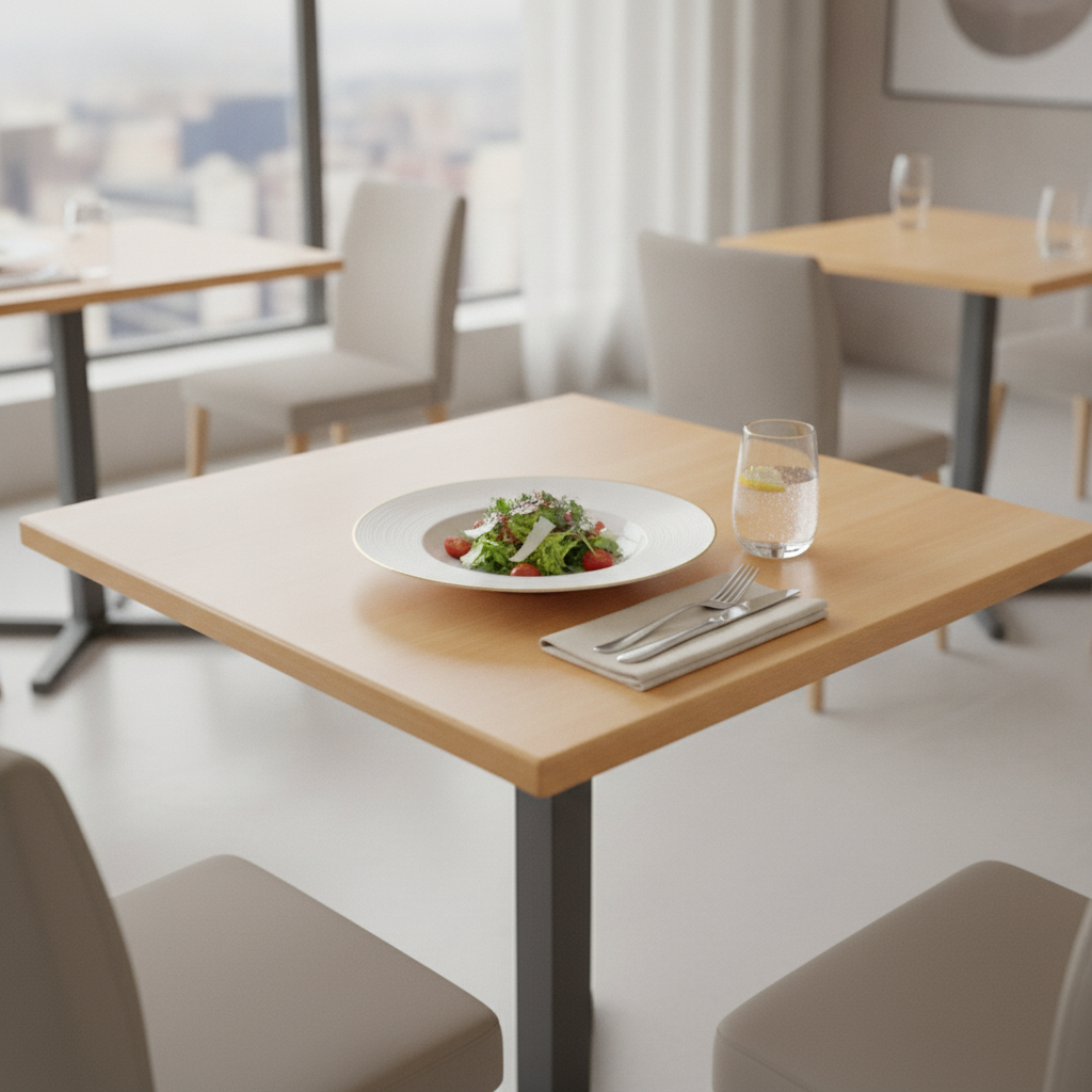 High Density Woodchip Beech Effect Square Table Top 600x600mm for Dining Areas