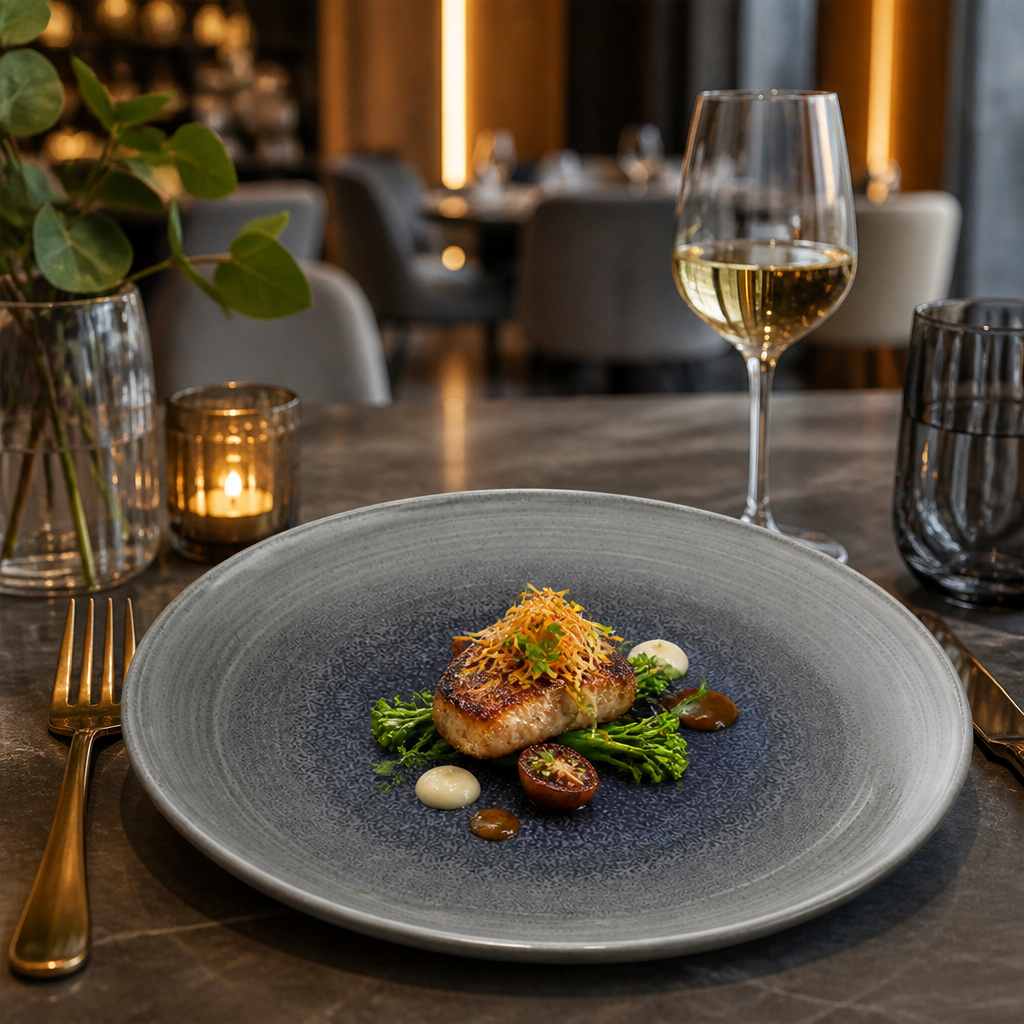Coupe Plates Grey Vitrified Porcelain for Elegant Dining (Pack of 12)
