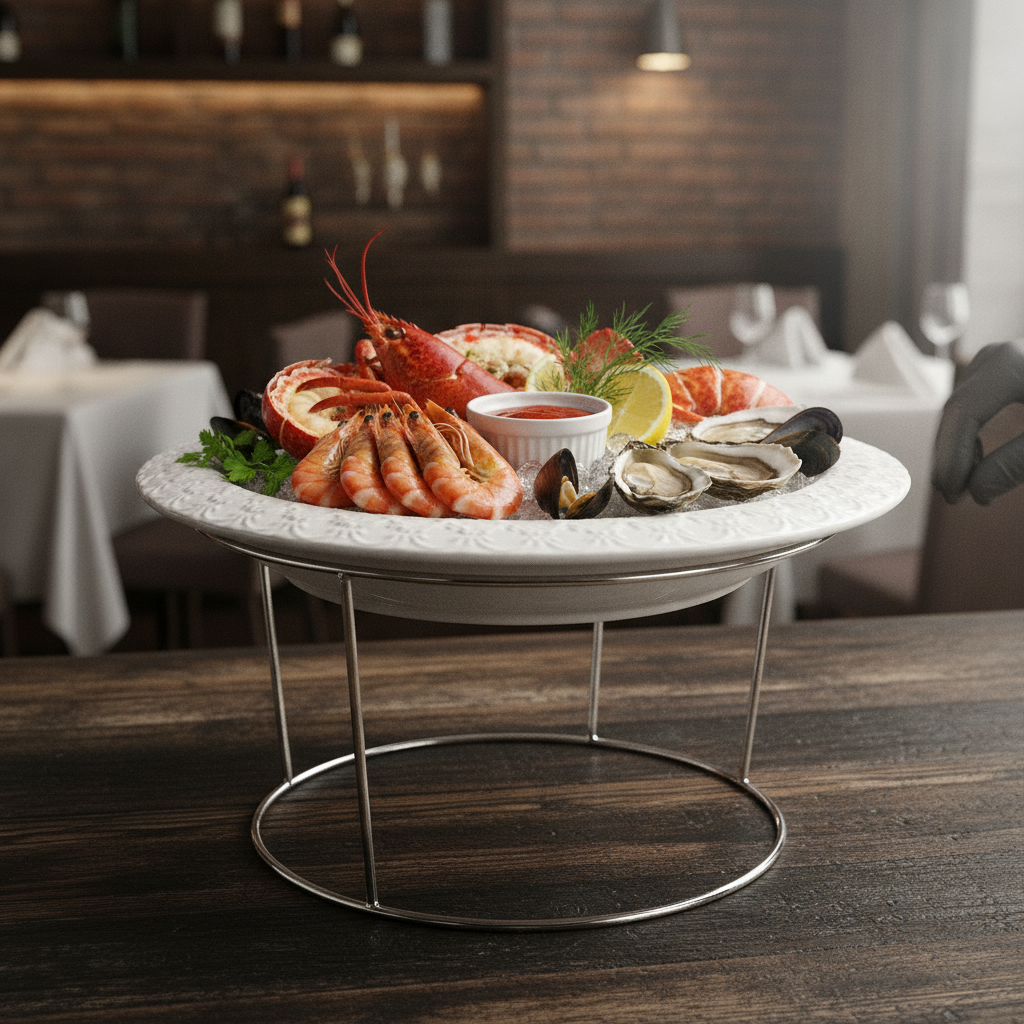 Stainless Steel Seafood Platter Stand 250mm for Elegant Presentation