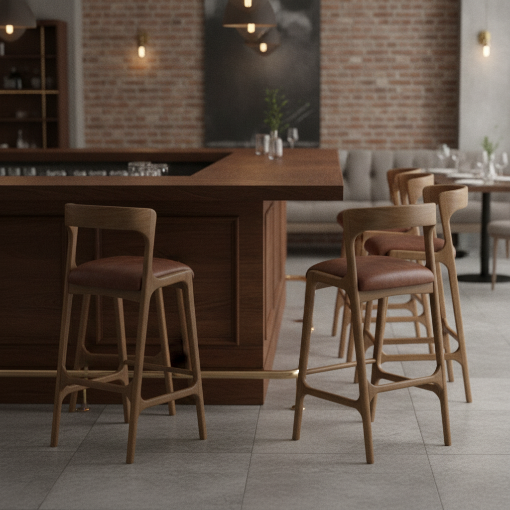 Rubber Wood Bar Chair 1055x460mm for Elegant Venue Seating (Pack of 6)