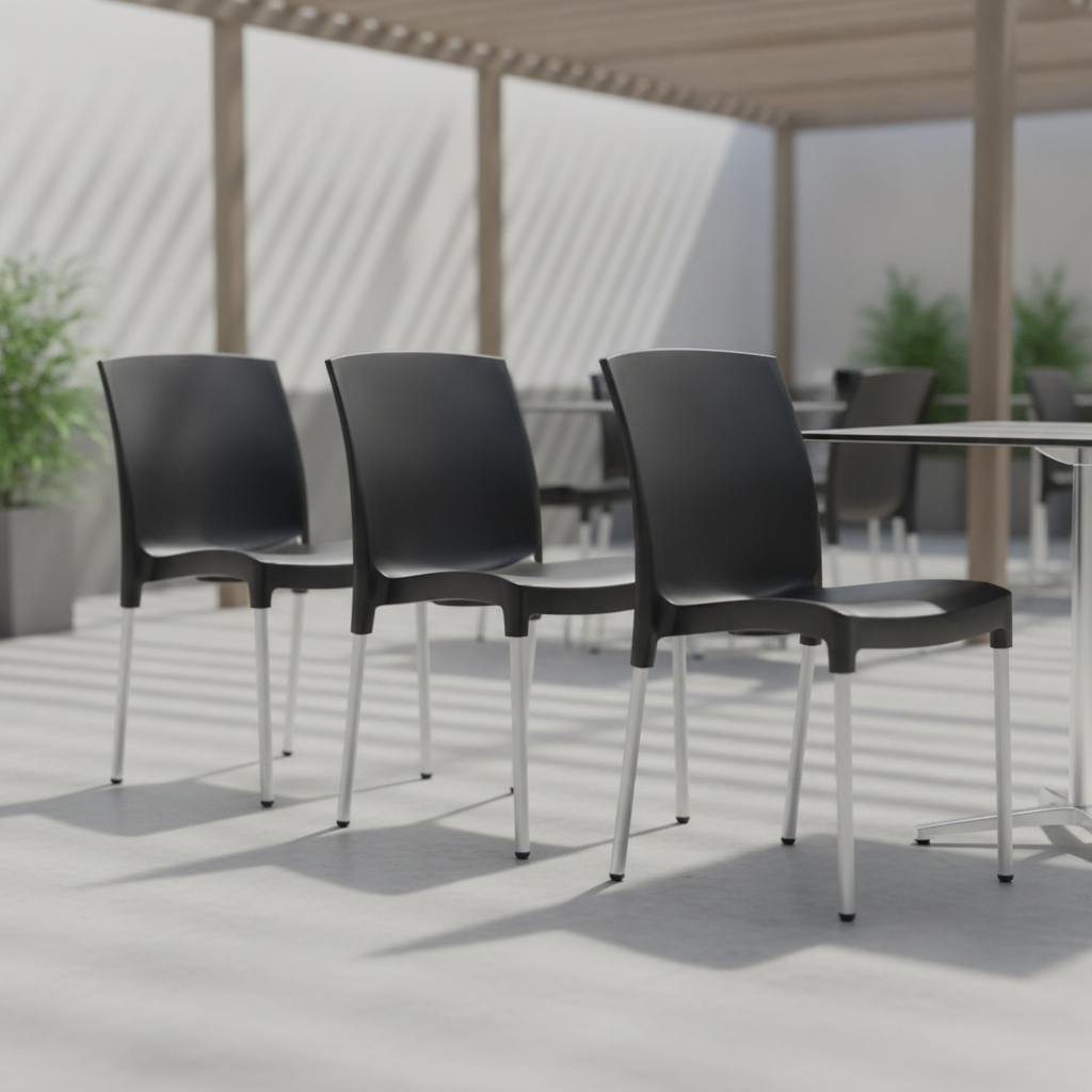 Aluminium and Polypropylene Stacking Bistro Side Chairs 820x450mm for Indoor and Outdoor Use (Pack of 4)