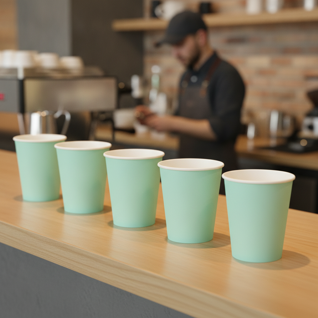 Cardboard Turquoise Coffee Cups 225ml for Hot Drinks Services (Pack of 50)