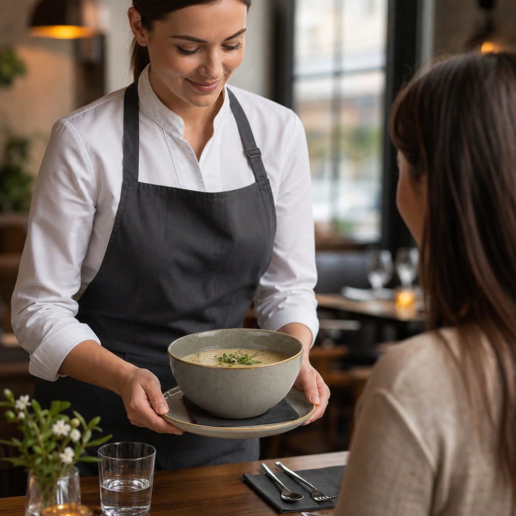 Stonecast Round Soup Bowls in Grey for Restaurants & Cafés