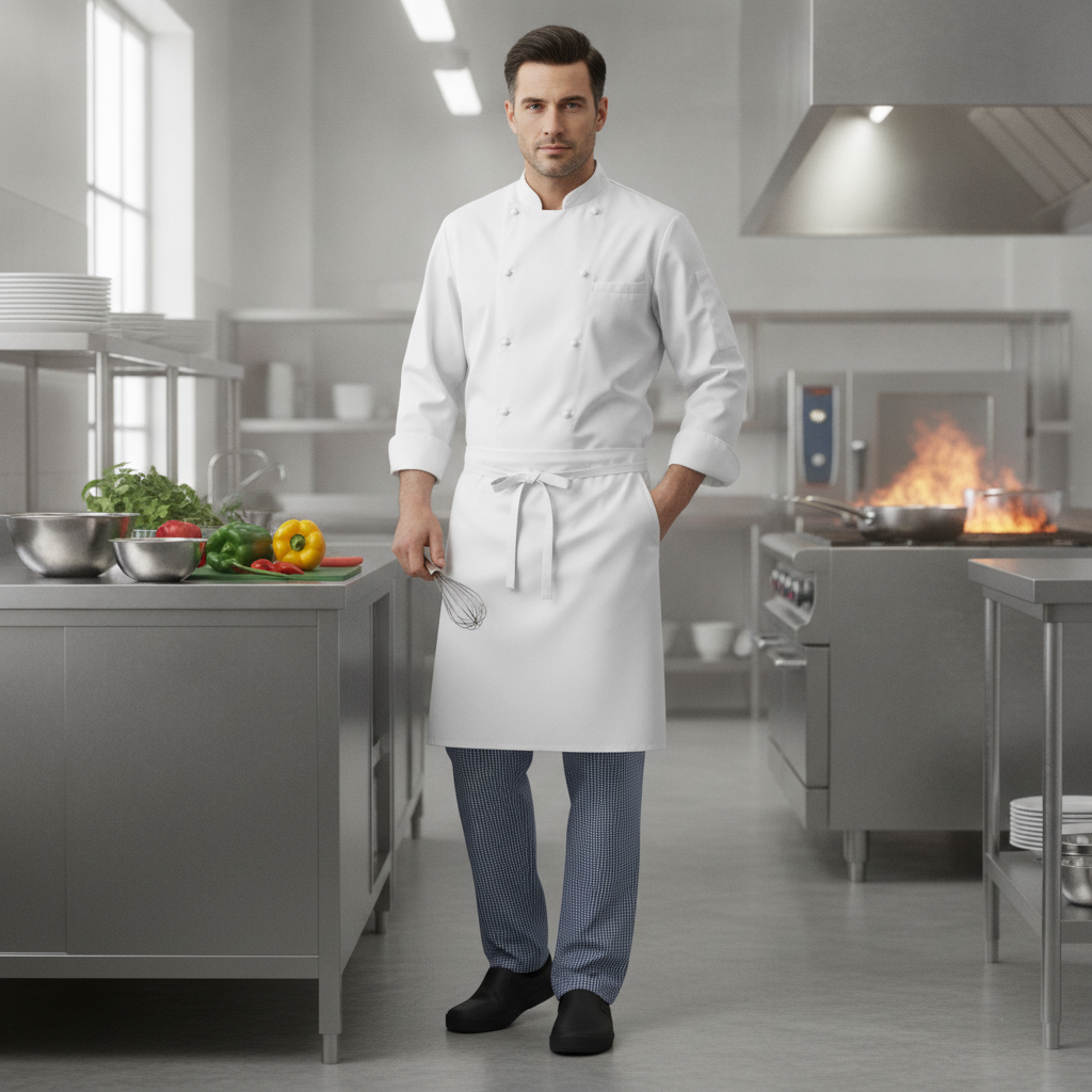 Polycotton Blue and White Check Chefs Trousers for Commercial Kitchens