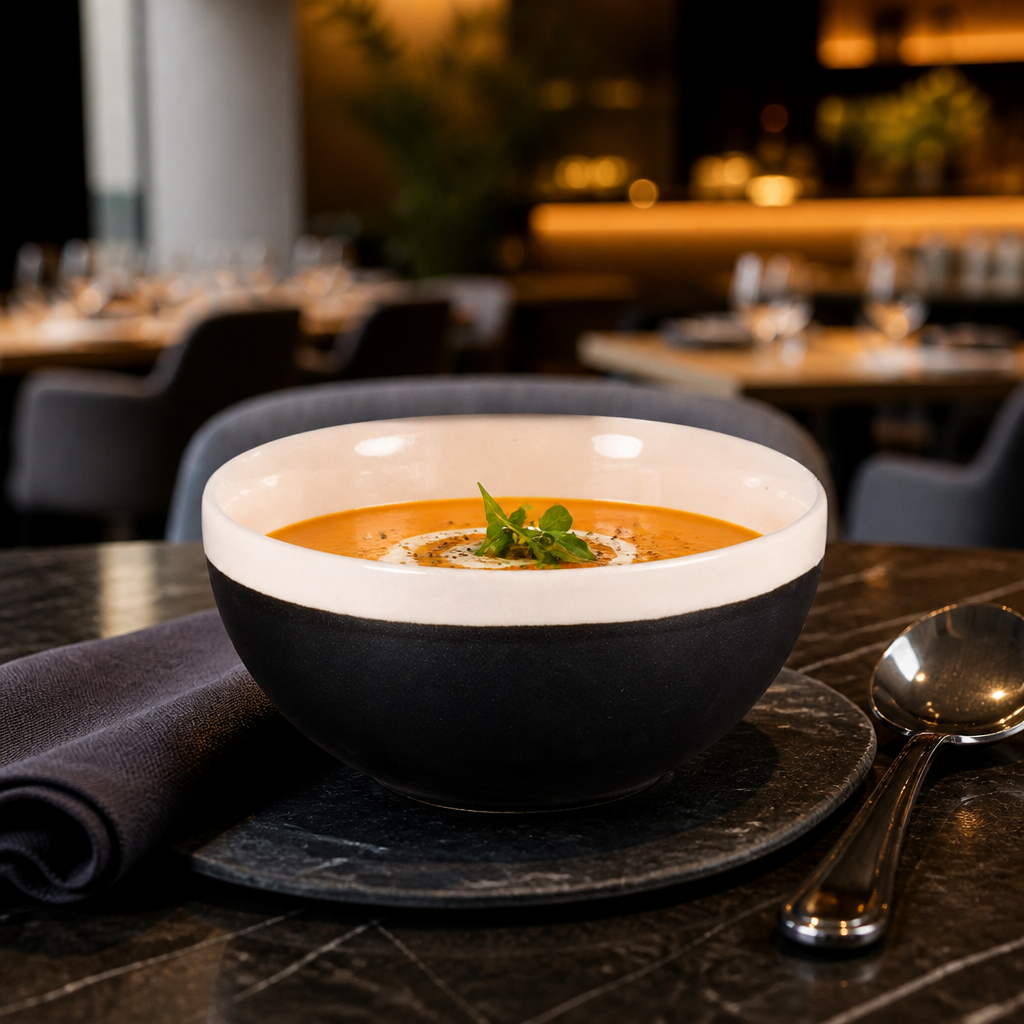 Porcelain Soup Bowls in Onyx Black 455ml for Dining & Catering
