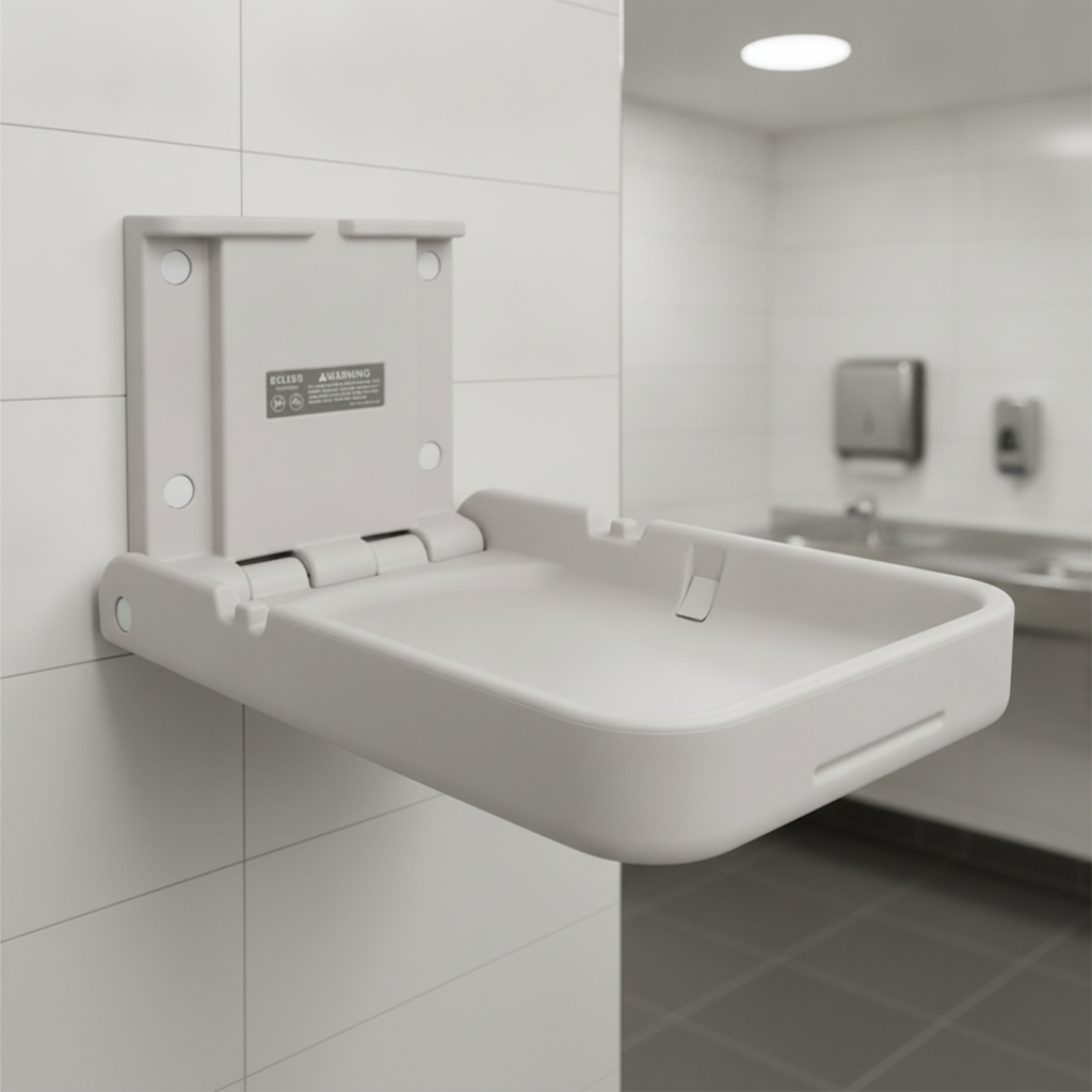 High Density Poly Ethylene Vertical Folding Baby Changing Station for Commercial Use