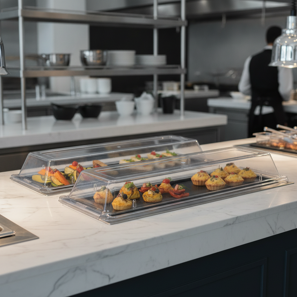 Clear Tritan Rectangular Buffet Covers 560x153mm for Food Displays (Pack of 2)