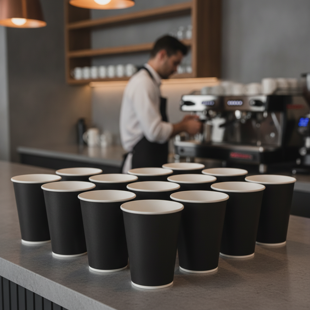 Cardboard Black Coffee Cups 340ml for Takeaway Services (Pack of 1000)
