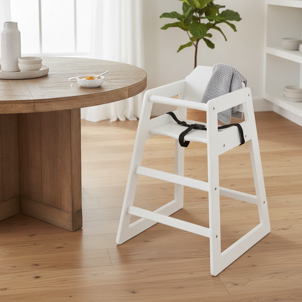 Wooden High Chair Antique White 750x510mm for Child-Friendly Dining