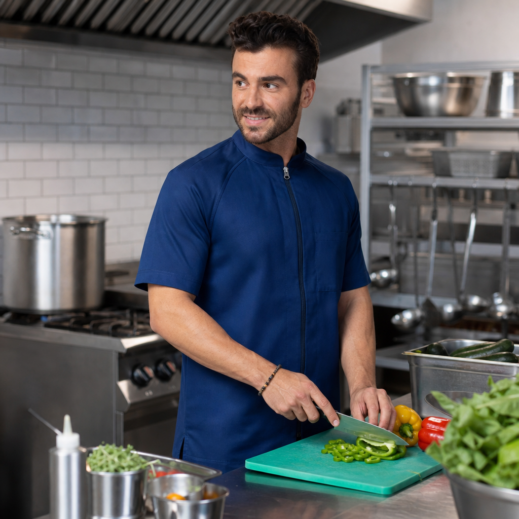 Sustainable Unisex Chef Jacket in Ocean Blue for Professional Kitchens