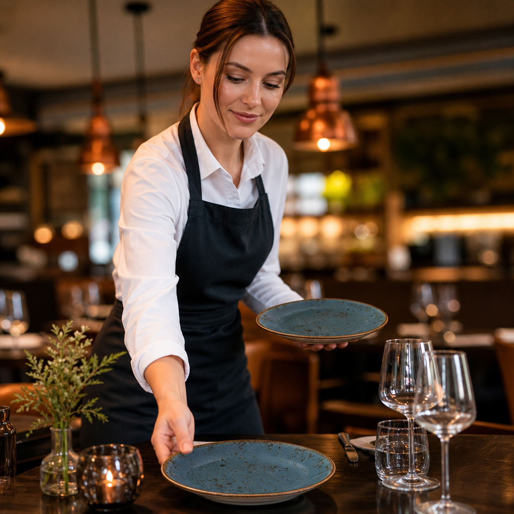 Coupe Plates 252mm Blue Porcelain for Cafés & Restaurants (Pack of 24)