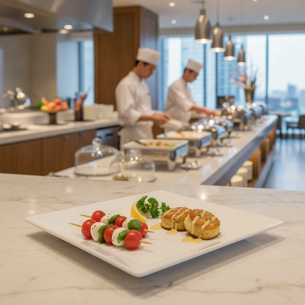 White Melamine Square Tray 265mm for Buffet Display