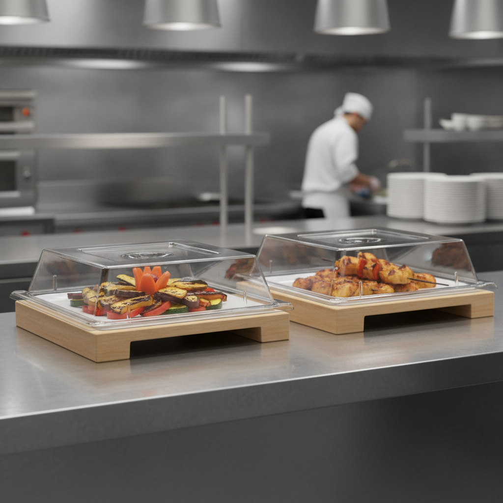 Clear Tritan Square Buffet Covers 303mm for Food Display (Pack of 2)
