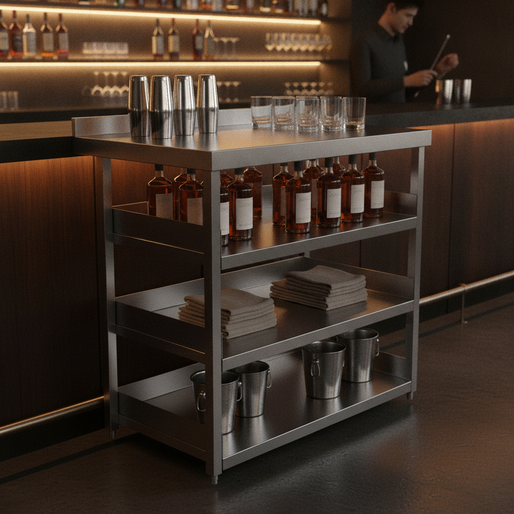 Stainless Steel Modular Bar Shelving Station for Bars & Pubs