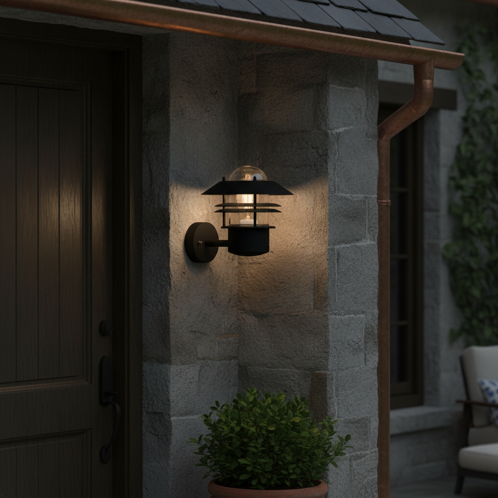 Metal Outdoor Wall Light Black for Patios & Entrances