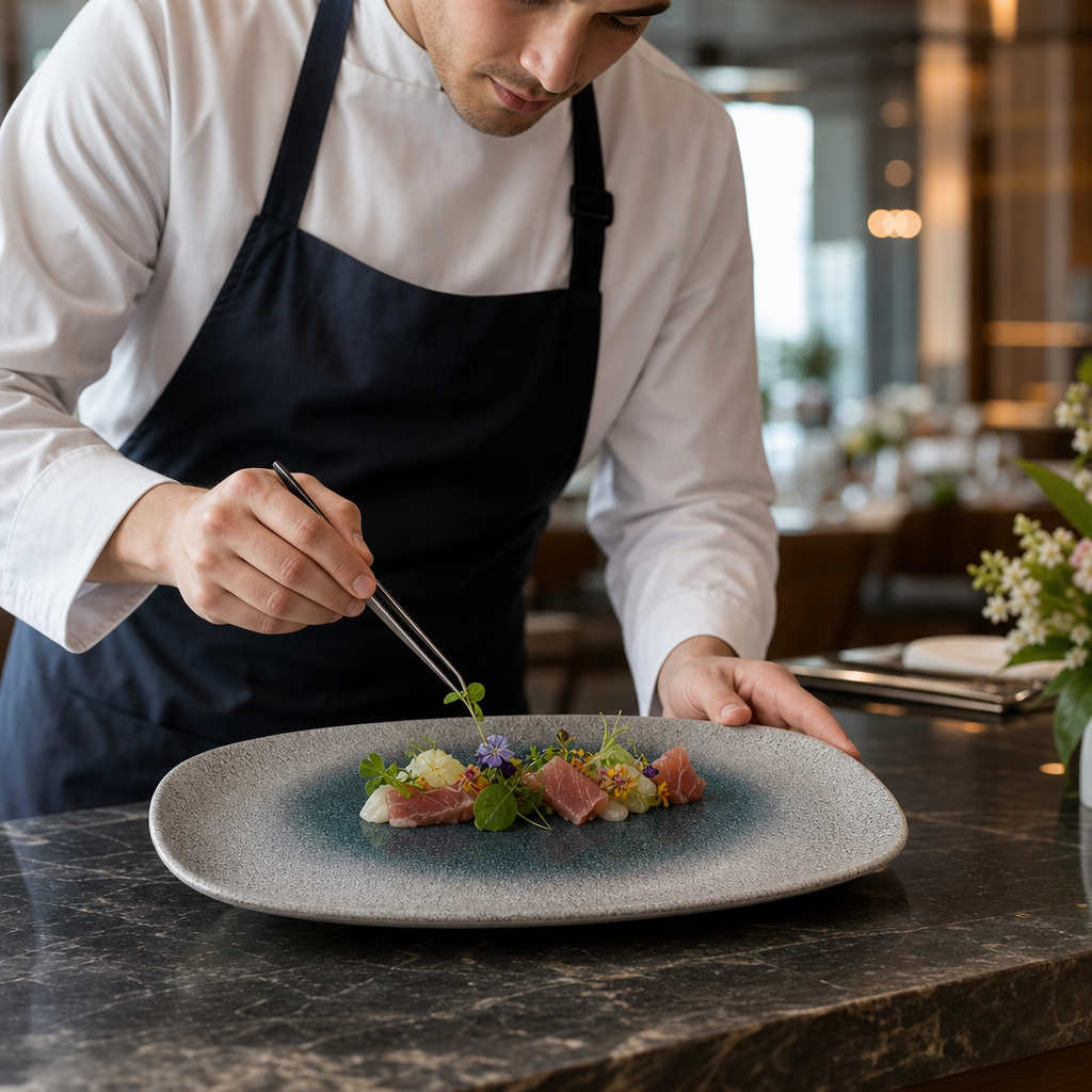 Inspired Oblong Plate Blue Vitrified Ceramic for Hospitality Use