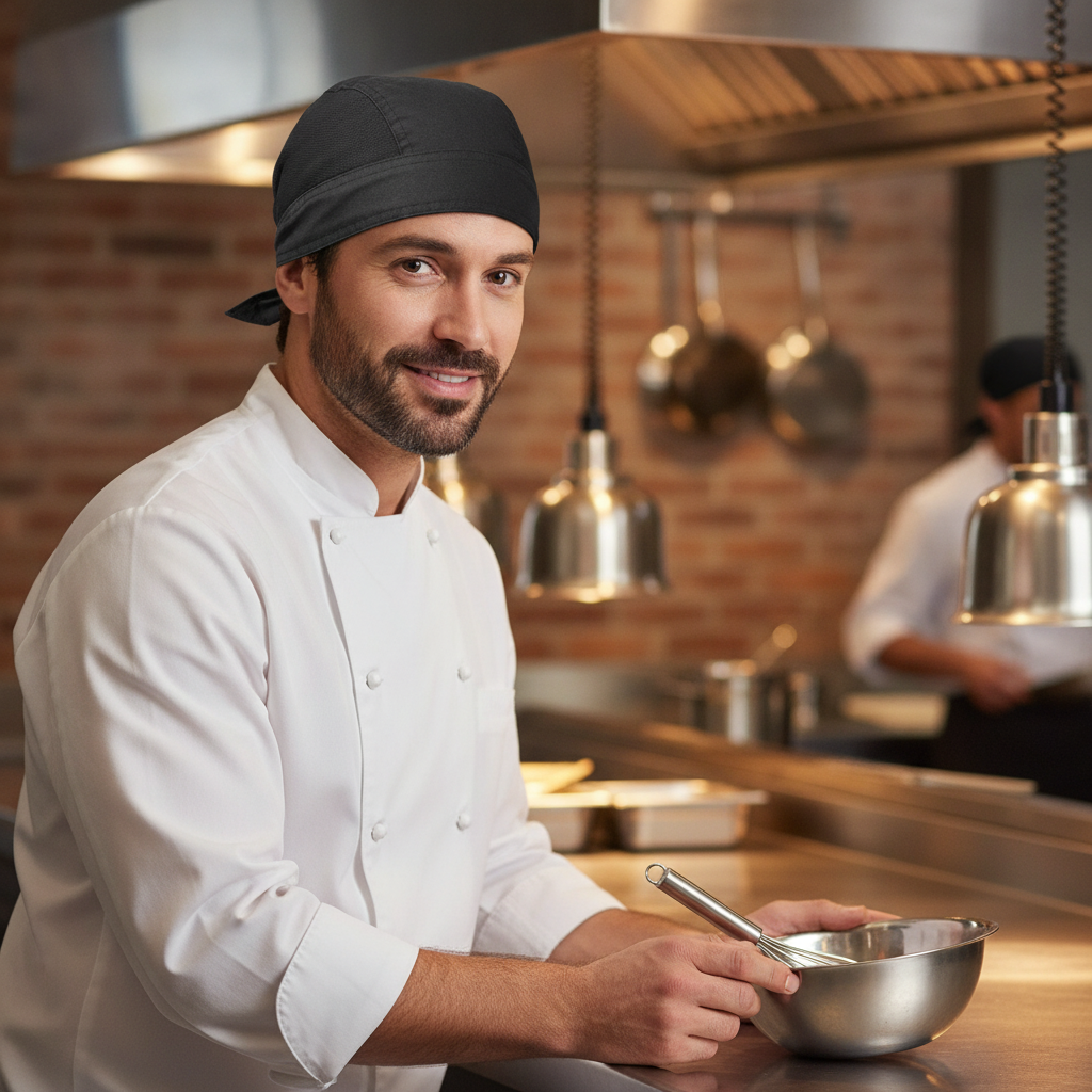 Polycotton Black Chefs Bandana for Kitchen Use