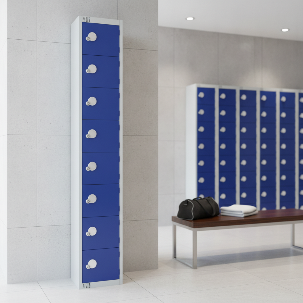 Powder Coated Steel Blue Lockers 300mm Deep for Changing Rooms