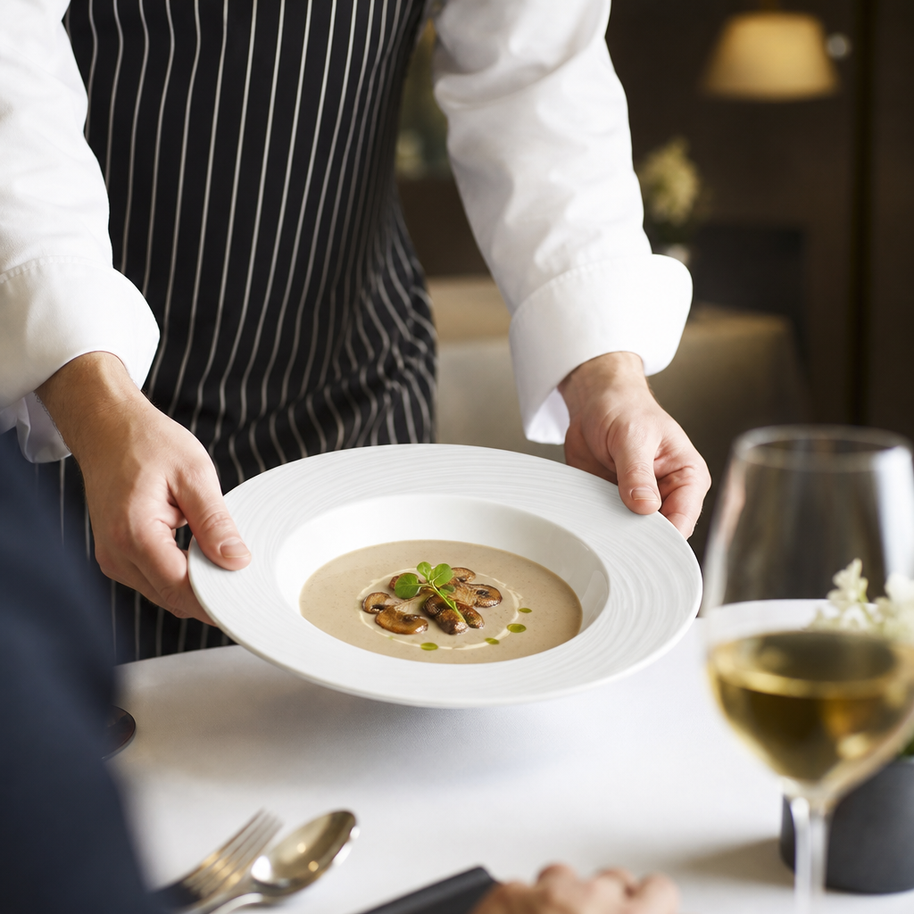 Porcelain Rimmed Soup Bowls 242mm for Fine Dining - Pack of 24