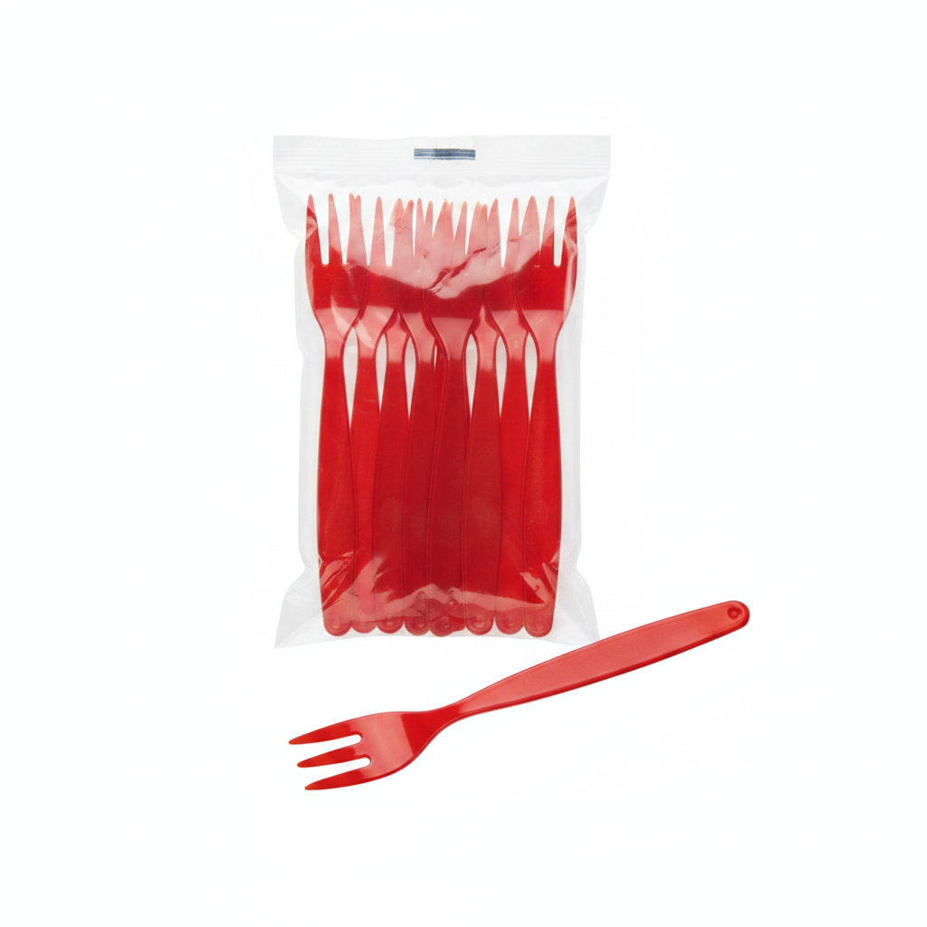 Polypropylene Red Forks for Schools & Institutions (Pack of 12)