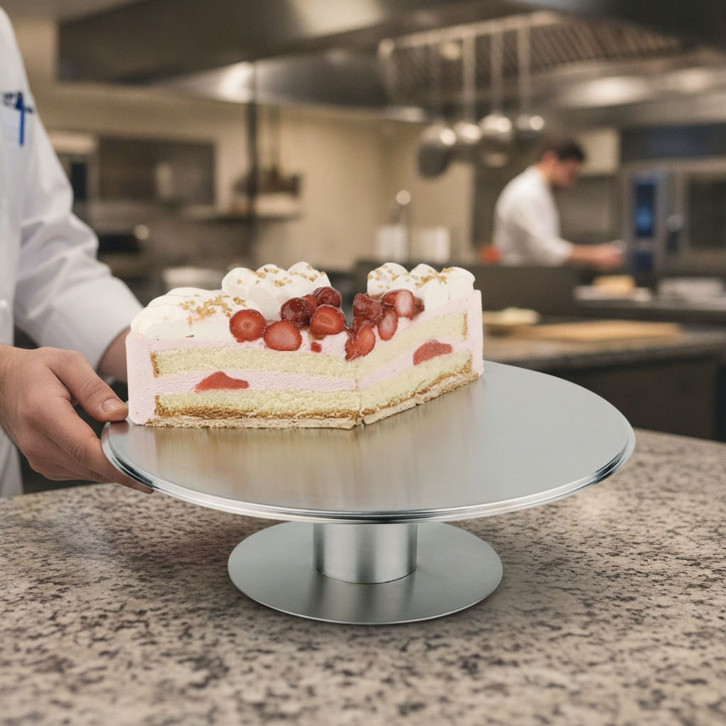 Stainless Steel Rotating Cake Stand 300mm for Presentations