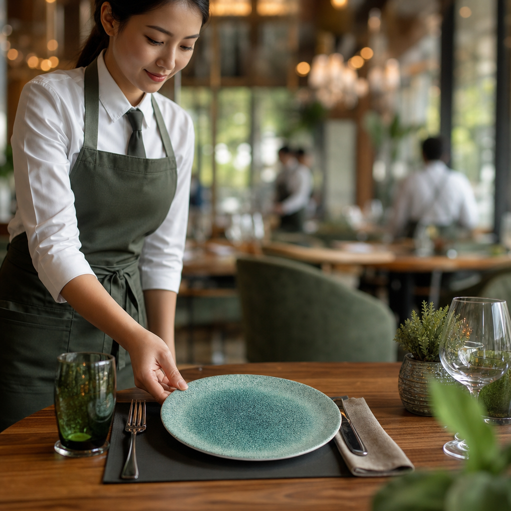 Coupe Plates 260mm Green Porcelain for Dining (Pack of 12)