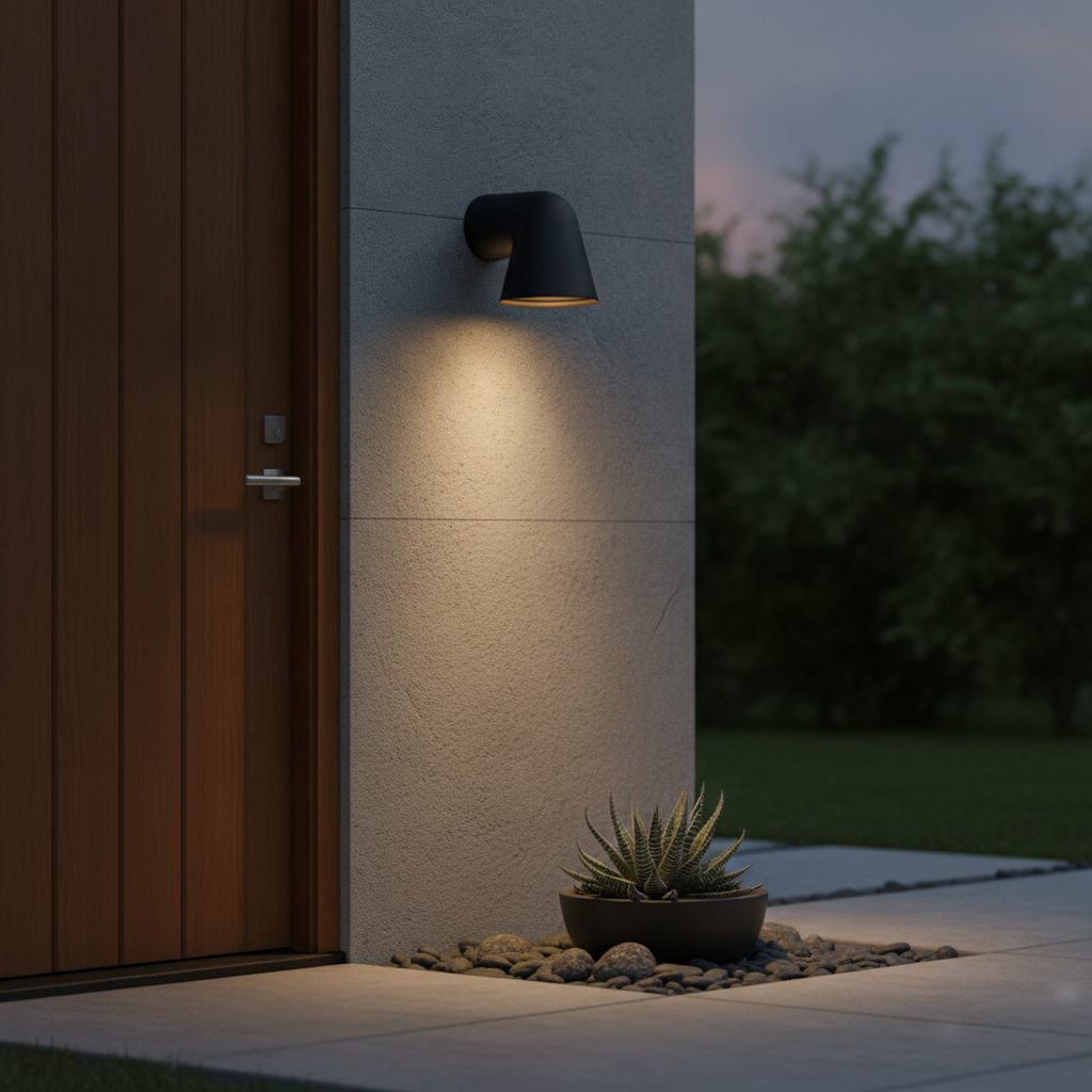 Aluminium Outdoor Wall Light in Black for Entryways & Patios