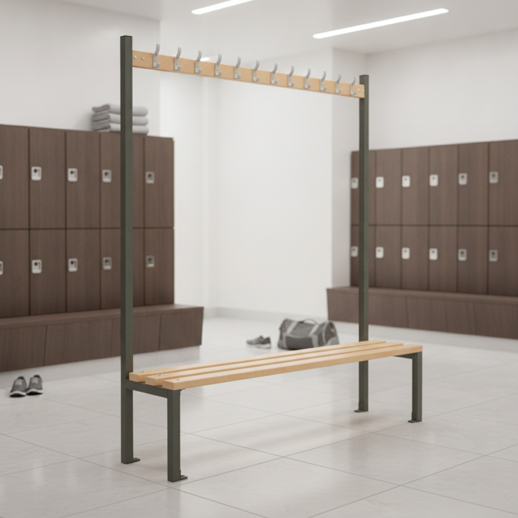 Powder Coated Steel Single-Sided Island Seating for Changing Rooms