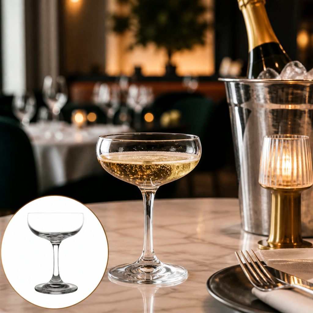 Crystal Champagne Saucers 200ml for Celebrations (Pack of 6)