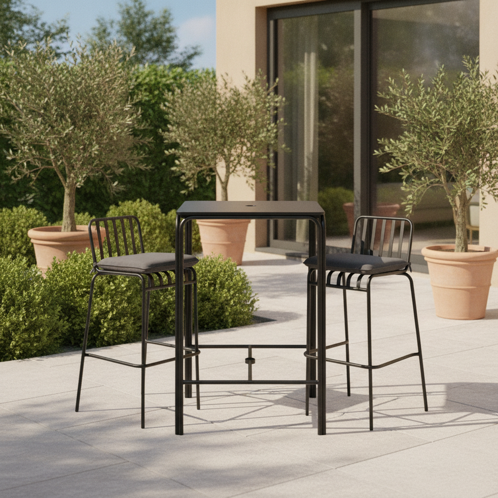 Steel Outdoor Poseur Set with Cushions 1100mm for Patios (Pack of 2)