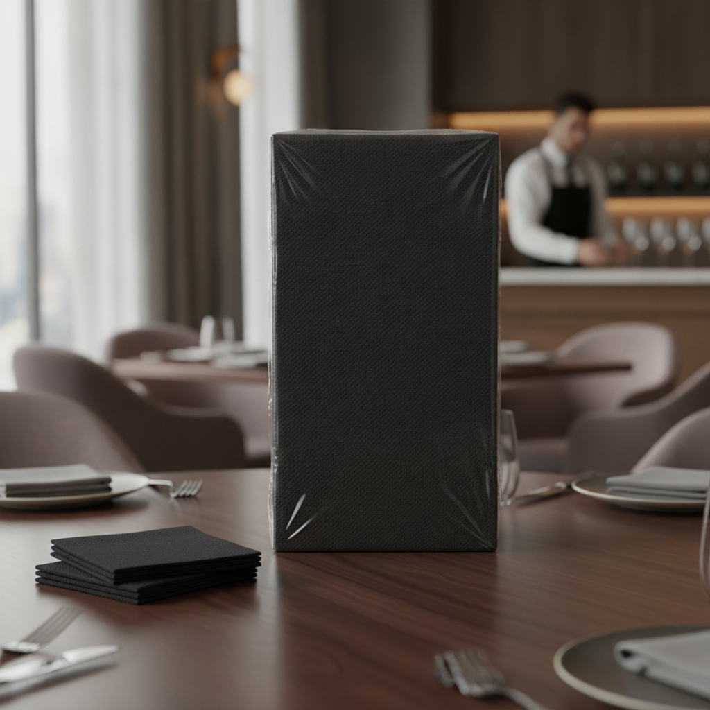 Premium Black Airlaid Dinner Napkins 40x40cm for Restaurants (Pack of 500)