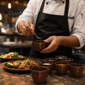 Ripple Dip Pots 57ml Brown Porcelain for Event Dining (Pack of 12)