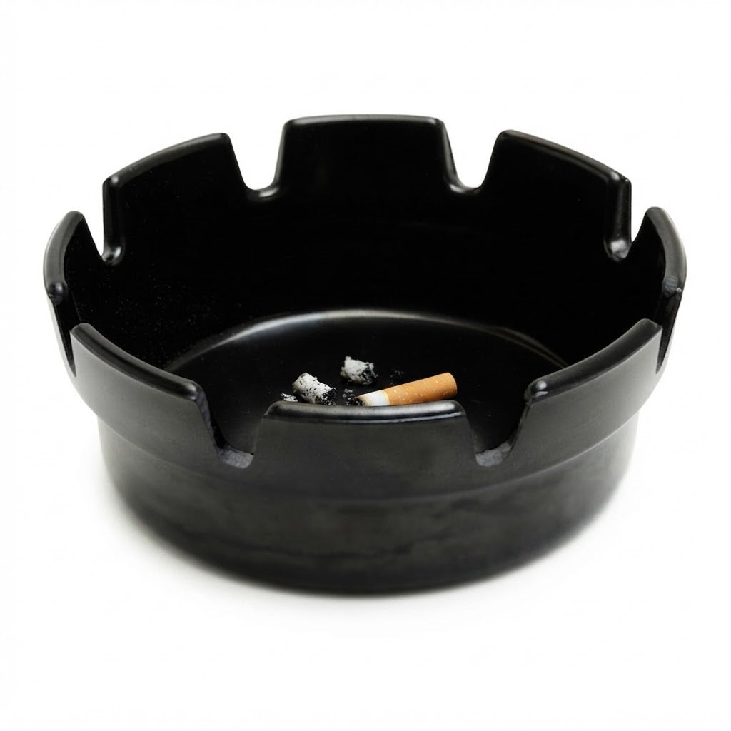Melamine Black Crown Style Ashtray 101mm for Outdoor Use