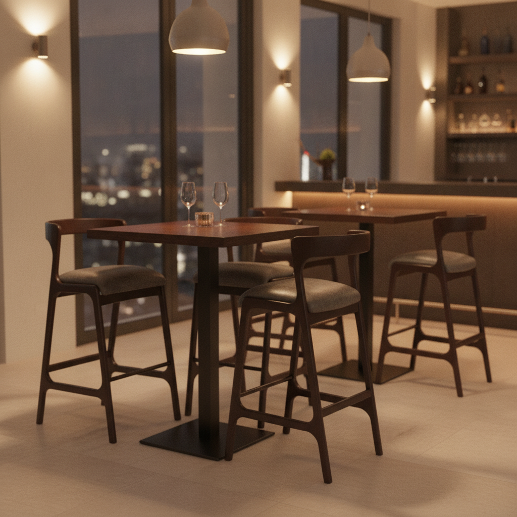 Rubber Wood Bar Chair in Brown 1055x460mm for Elegant Venues (Pack of 6)