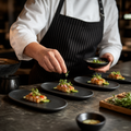 Oval Plates 220x100mm Black Stoneware for Serving Dishes (Pack of 6)