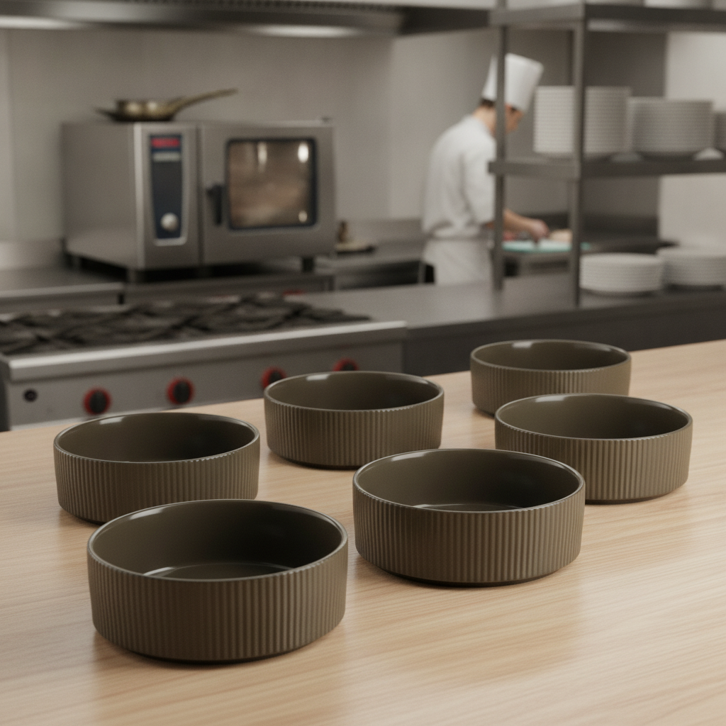 Porcelain Brown Bowls 550ml for Catering & Hospitality (Pack of 6)