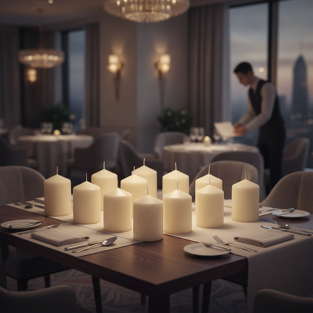 Wax Ivory Pillar Candles 3in for Elegant Dining (Pack of 12)