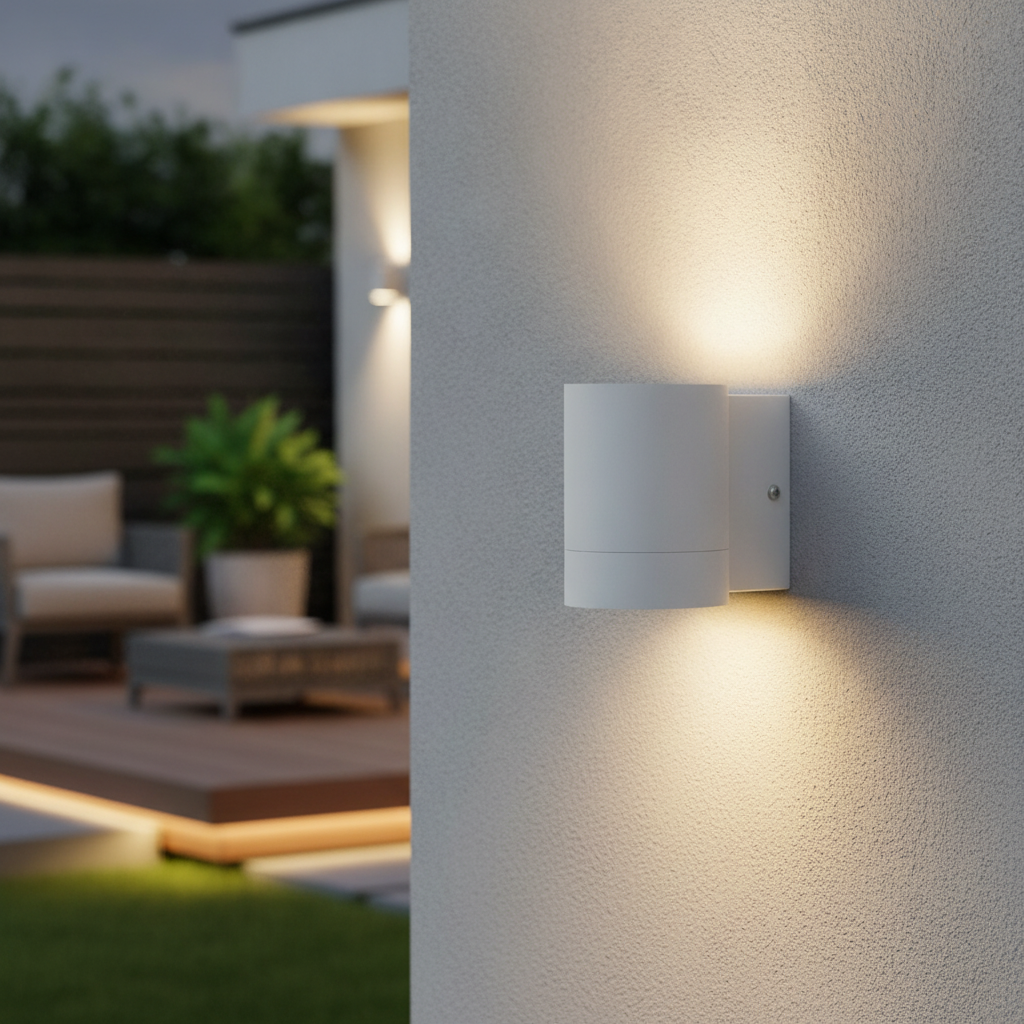Aluminium Outdoor Wall Light in White for Patios & Gardens