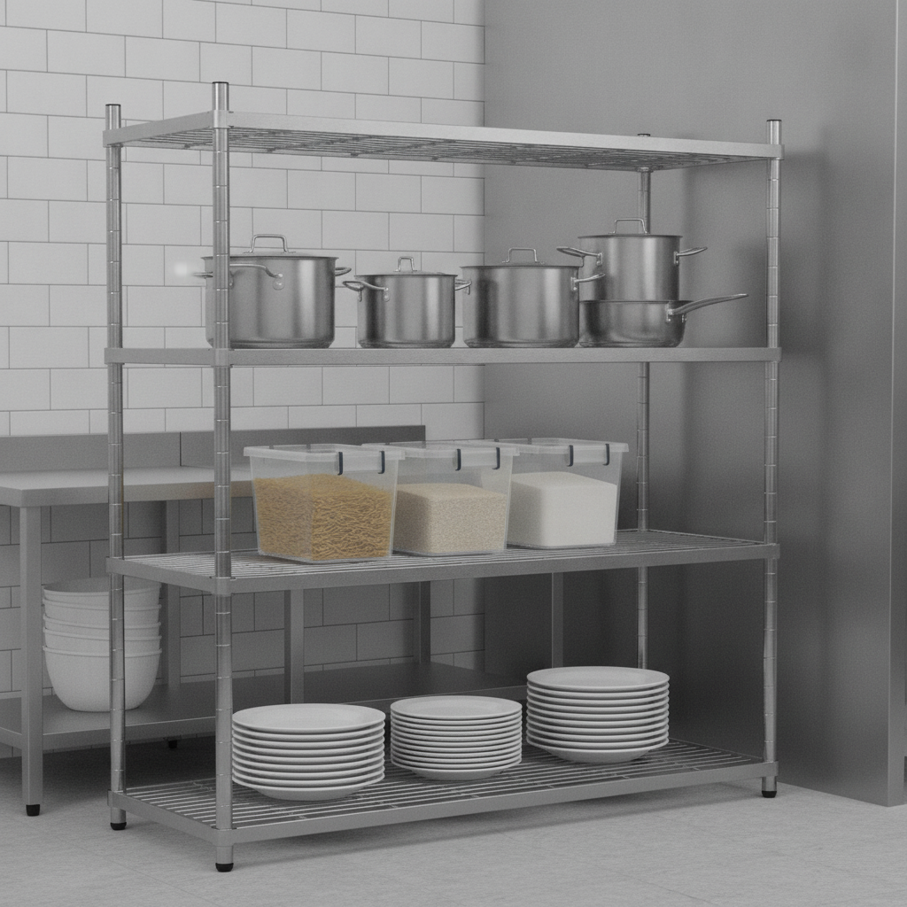 Mild Steel 4 Tier Wire Shelving Unit 1700mm for General Storage