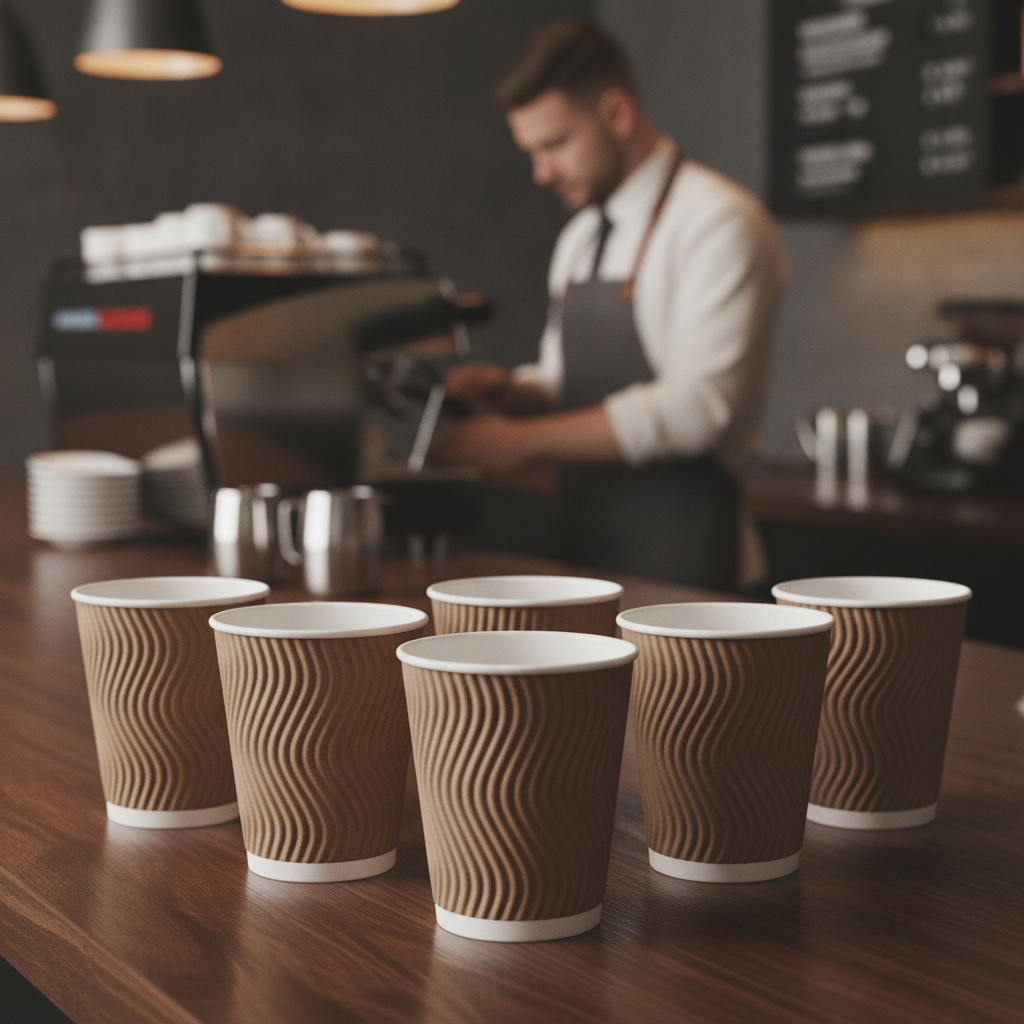 Cardboard Ripple Wall Coffee Cups 225ml for Hot Drinks (Pack of 25)
