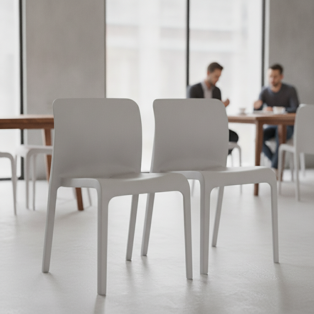 Polypropylene Signal Grey POP Chairs 780x480mm for Indoor & Outdoor Use (Pack of 2)