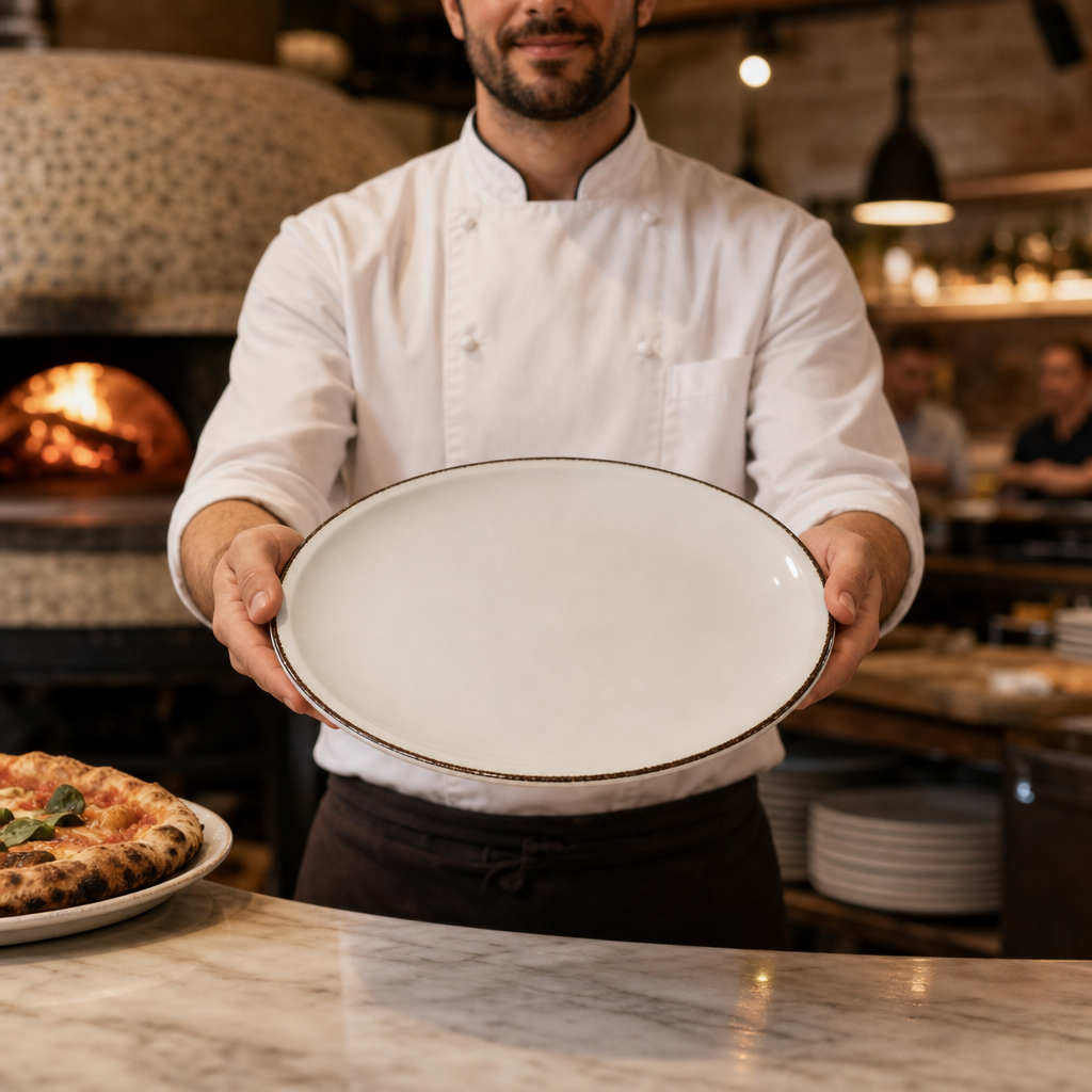 Charcoal Dapple Pizza Plates 315mm for Restaurants & Cafés (Pack of 6)