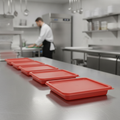 Polyethylene Square Food Storage Container Lid Red for Food Prep