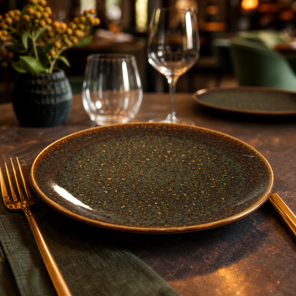 Coupe Plates 230mm Amber Porcelain for Eclectic Dining (Pack of 12)