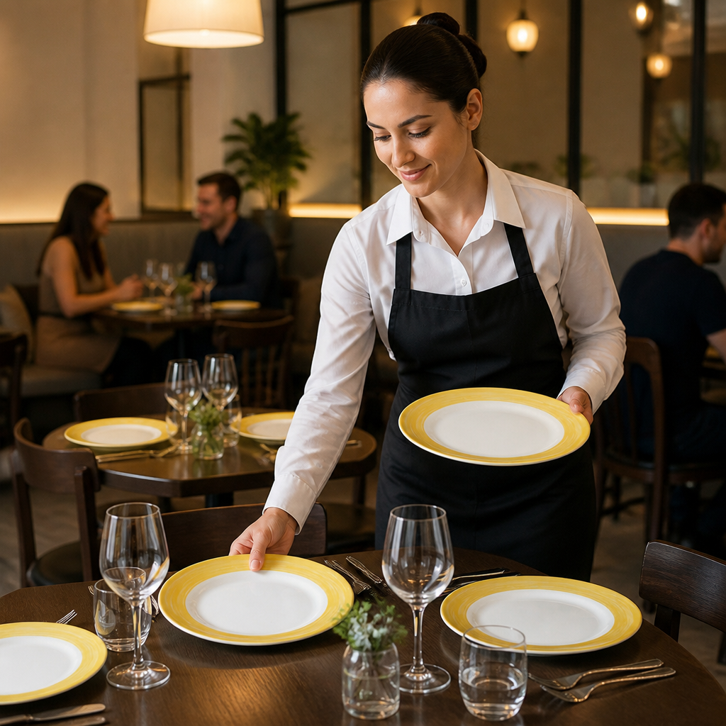Dinner Plates Coloured Rim 235mm Glass for Healthcare & Catering (Pack of 24)