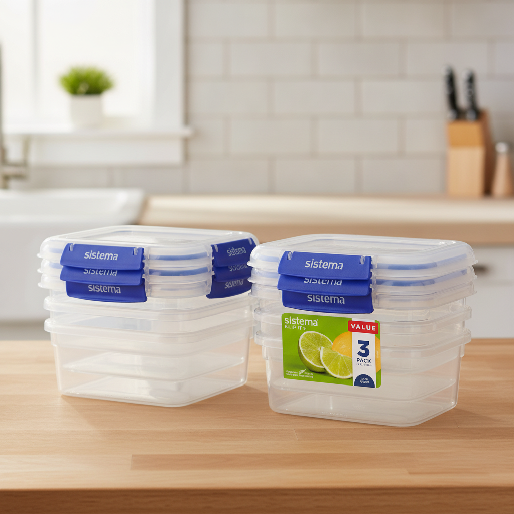 Plastic Storage Containers 1L for Home & Workplace (Pack of 3)
