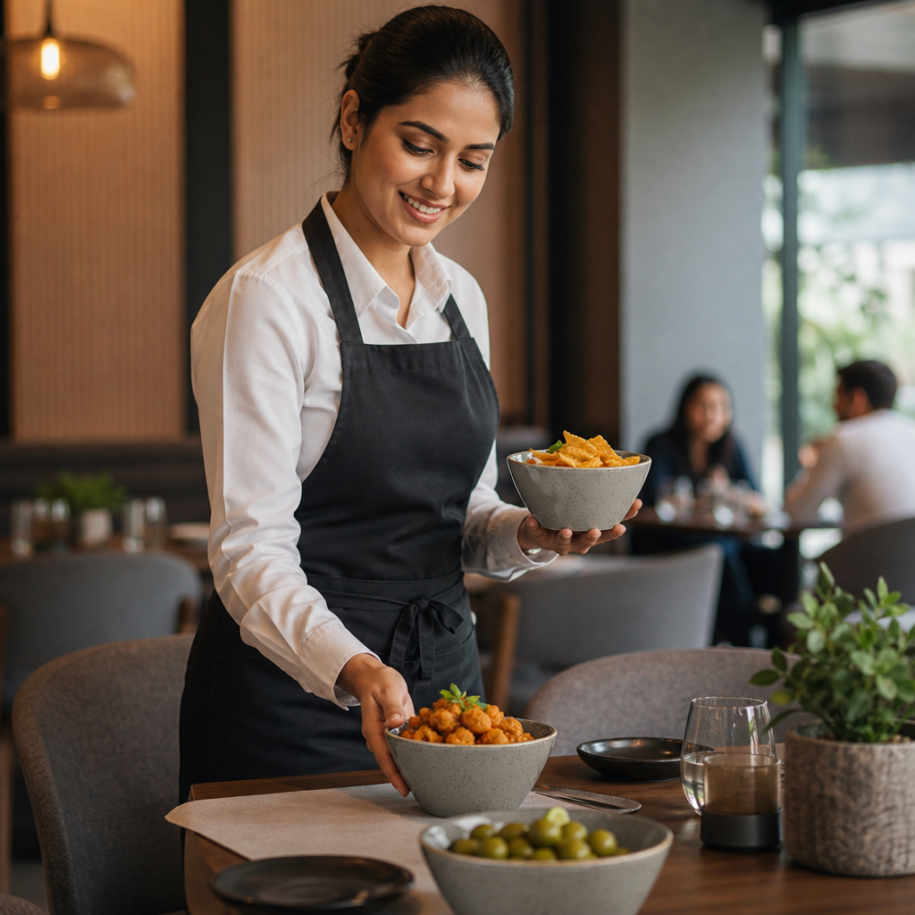 Round Bowls Grey Vitrified Ceramic for Serving Snacks (Pack of 12)